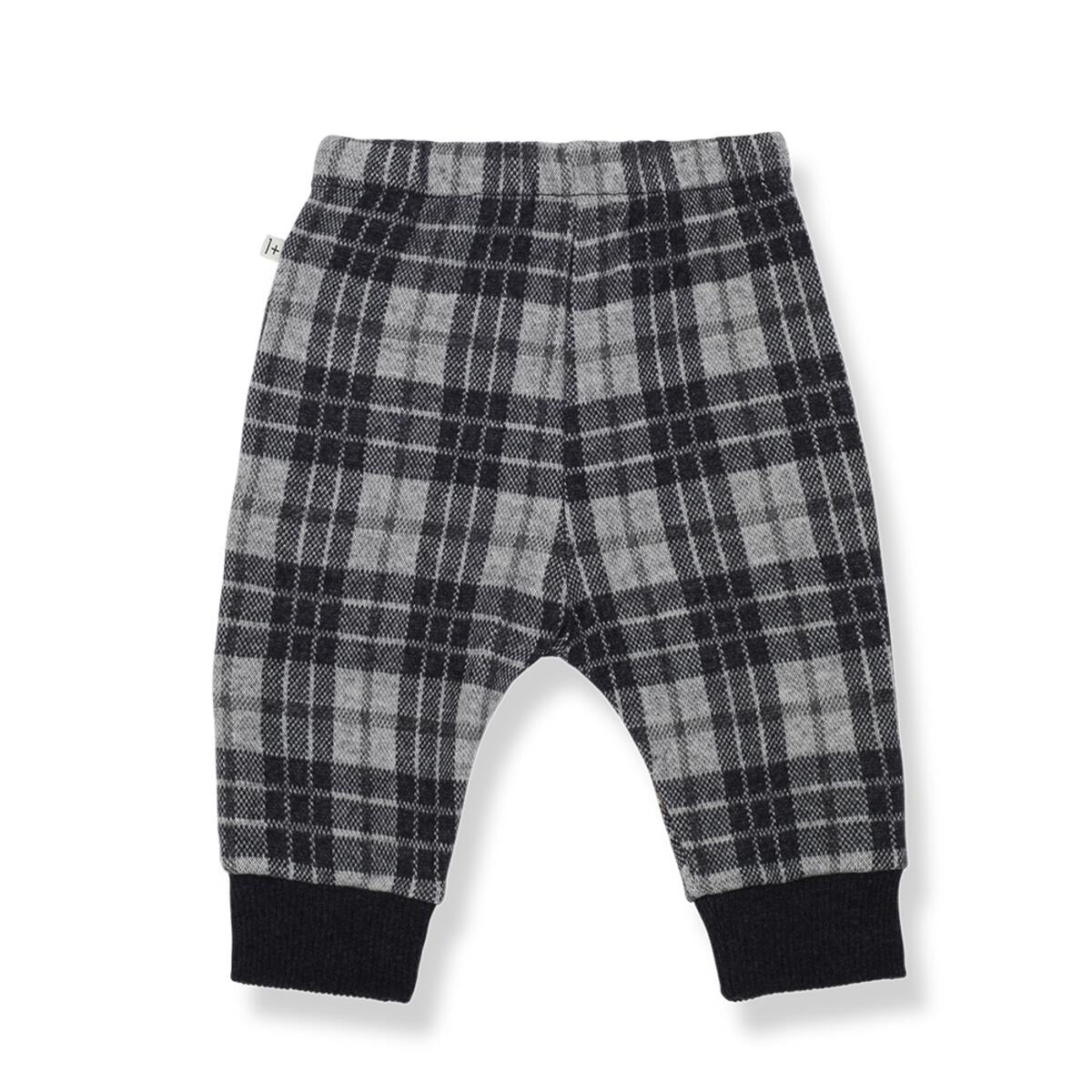 Soft Checkered Kids Pants with Ankle Elastic in Anthracite