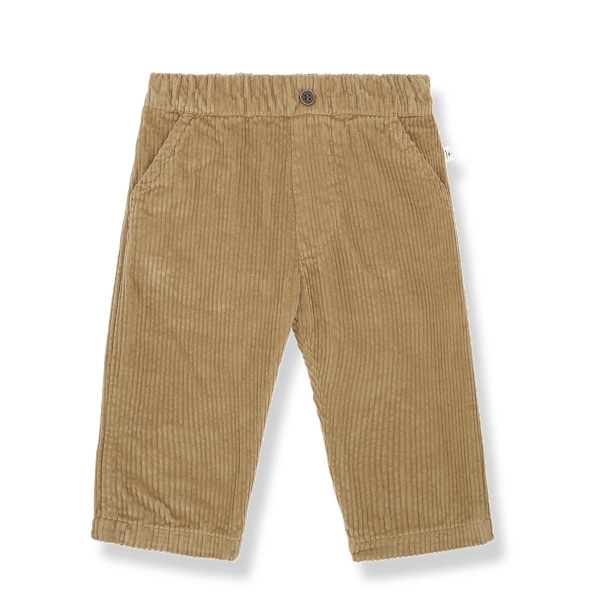 Corduroy Kids Pants with Horn Button Pockets in Ochre