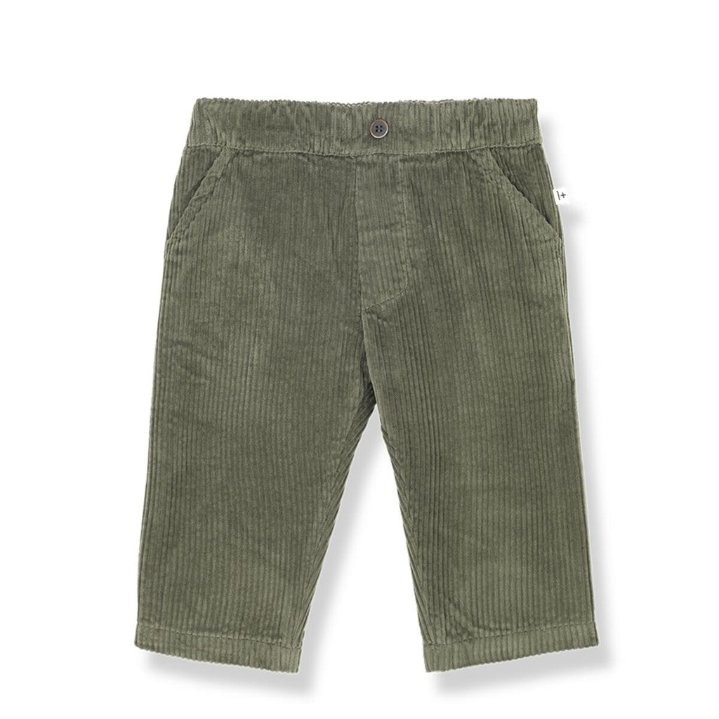Corduroy Kids Pants with Elastic Waist in Olive
