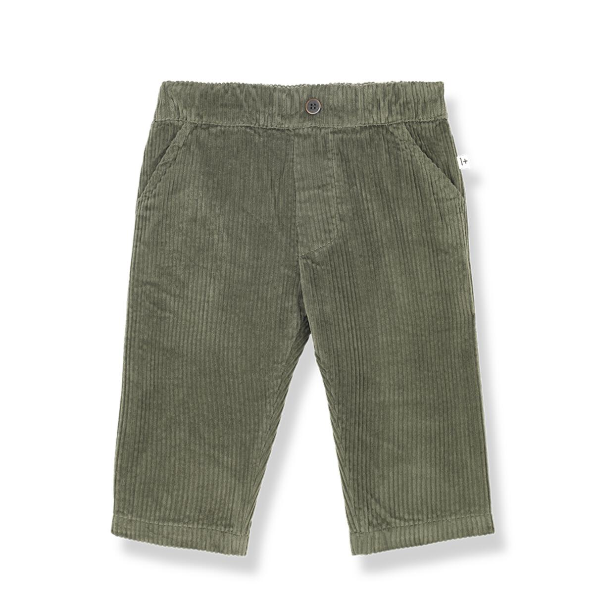 Corduroy Kids Pants with Elastic Waist in Olive