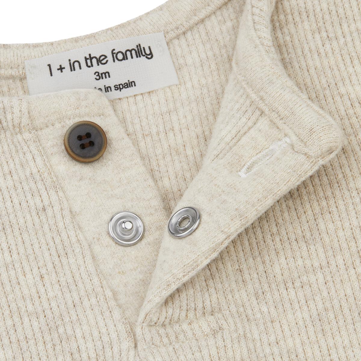 Rib Jersey Henley Kids T-Shirt with Elbow Patches in Oatmeal
