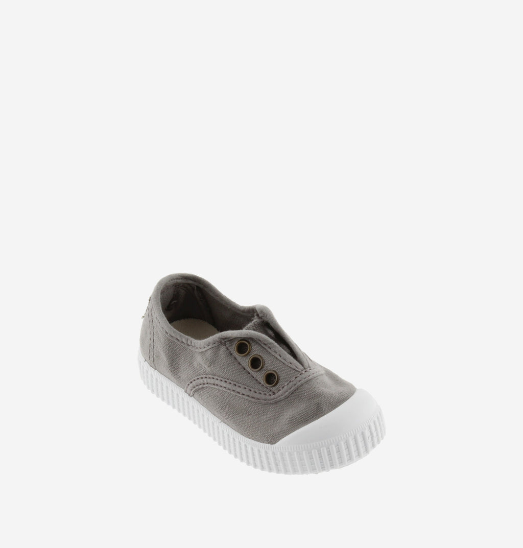 Washable Organic Cotton Slip On Canvas Kids Shoe in Grey