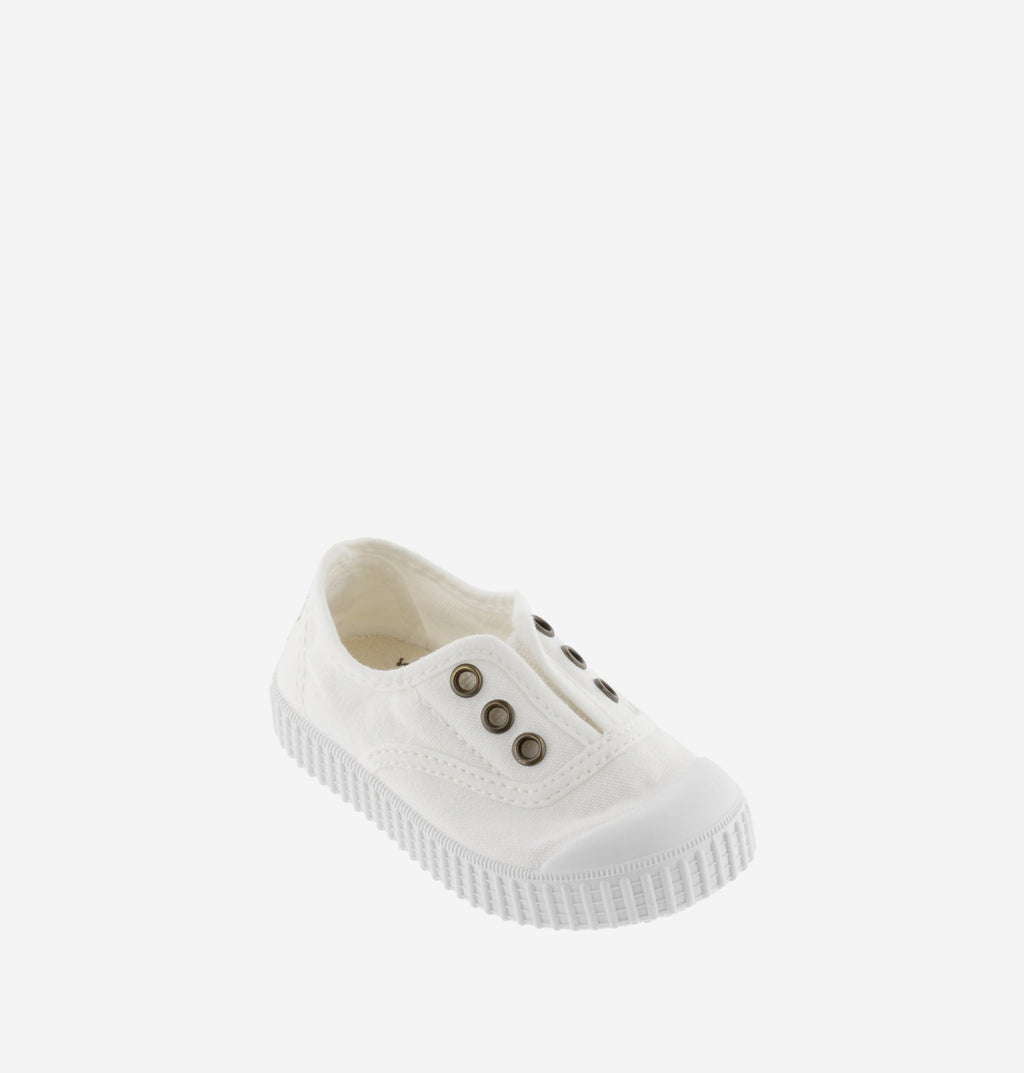 Washable Organic Cotton Slip On Canvas Kids Shoe in White