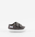 Cotton Kids Trainers with Double Velcro Straps in Anthracite
