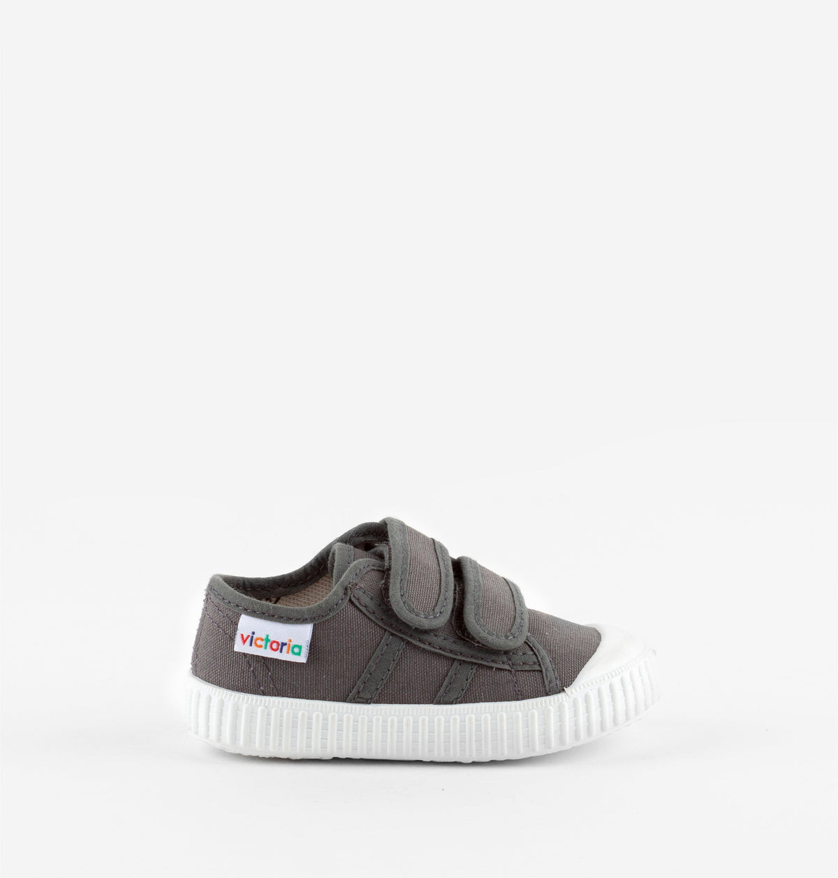Cotton Kids Trainers with Double Velcro Straps in Anthracite