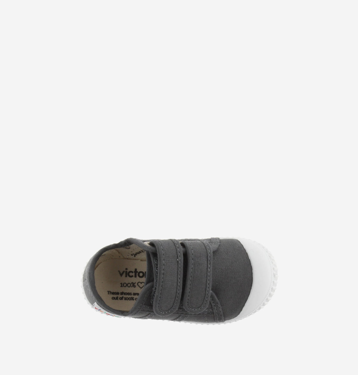 Cotton Kids Trainers with Double Velcro Straps in Anthracite