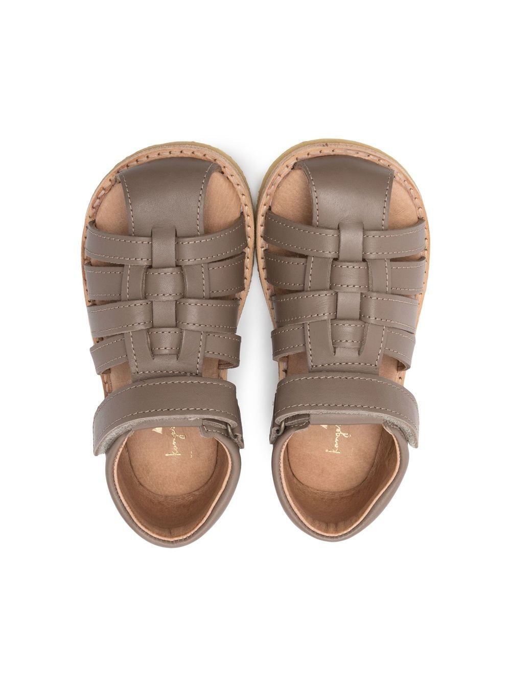 Closed Toe Leather Sandal with Basket Weave Straps in Earth
