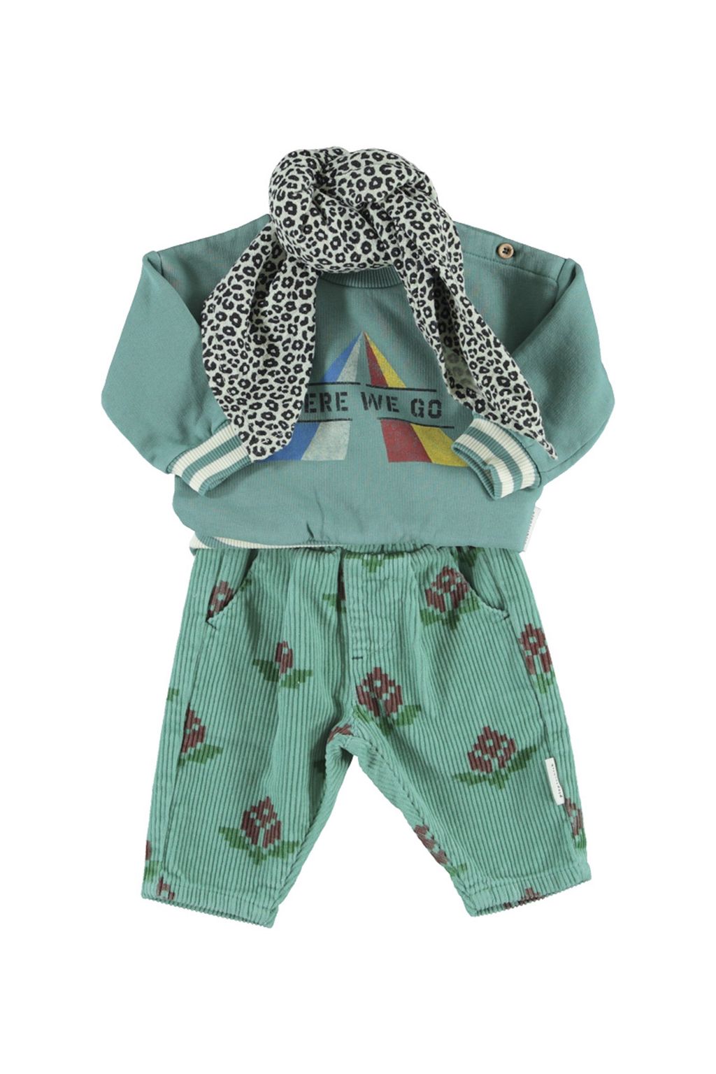 Organic Cotton Green Sweatshirt with Here We Go Print