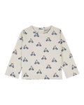 Organic Cotton Long Sleeve Crew Neck Tee with Dog Print in Ecru