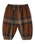 Soft Flannel Plaid Baby Pants with Elastic Waist Ankles