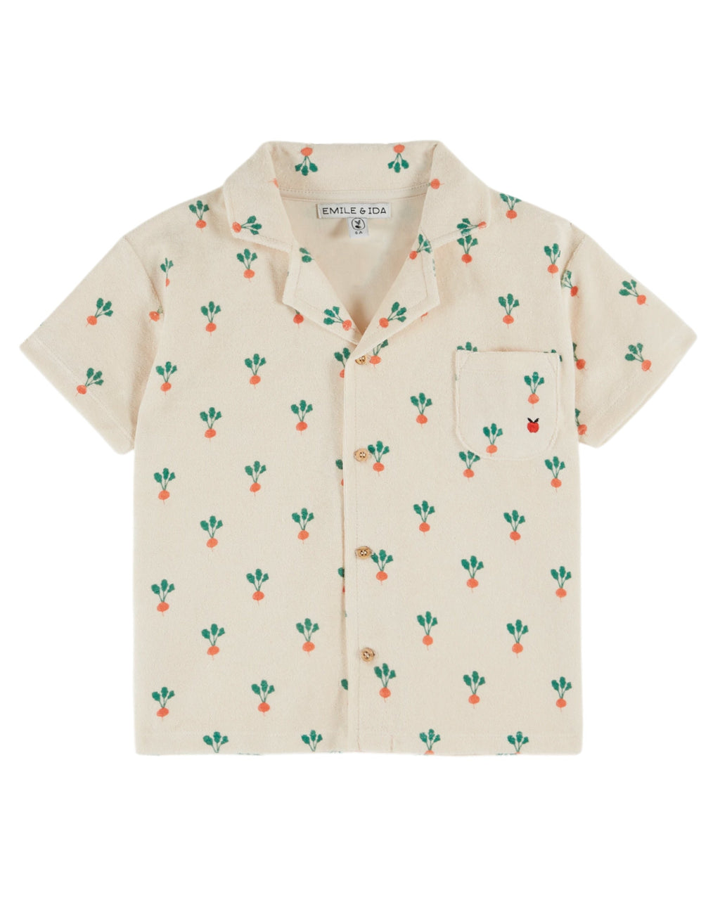 T-shirt met korte mouwen van badstofkatoen met radijsjesprint in crème