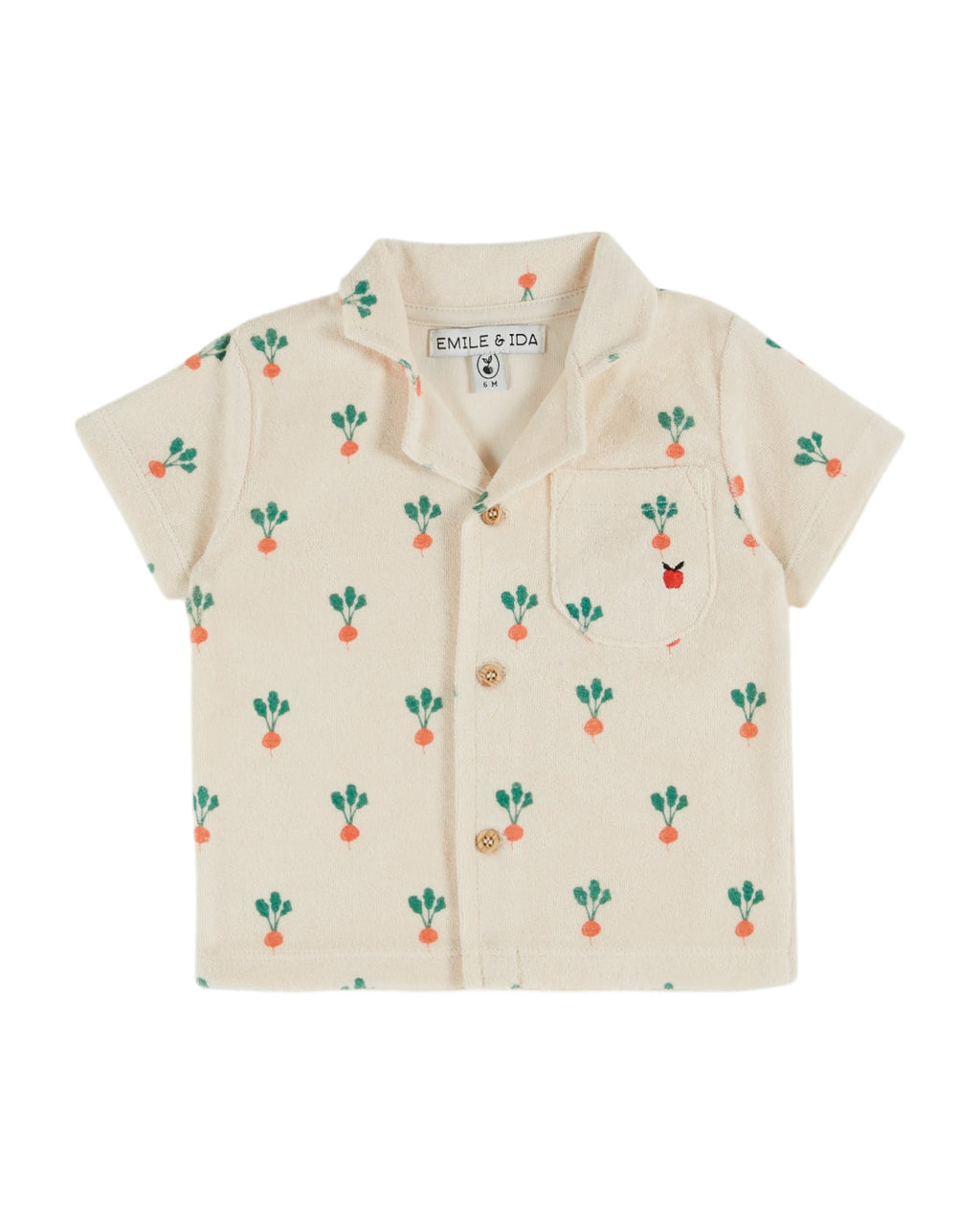 T-shirt met korte mouwen van badstofkatoen met radijsjesprint in crème