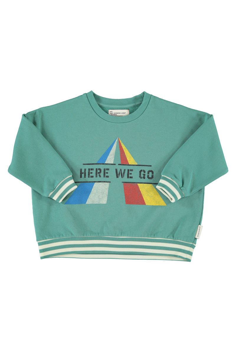 Organic Cotton Green Sweatshirt with Here We Go Print