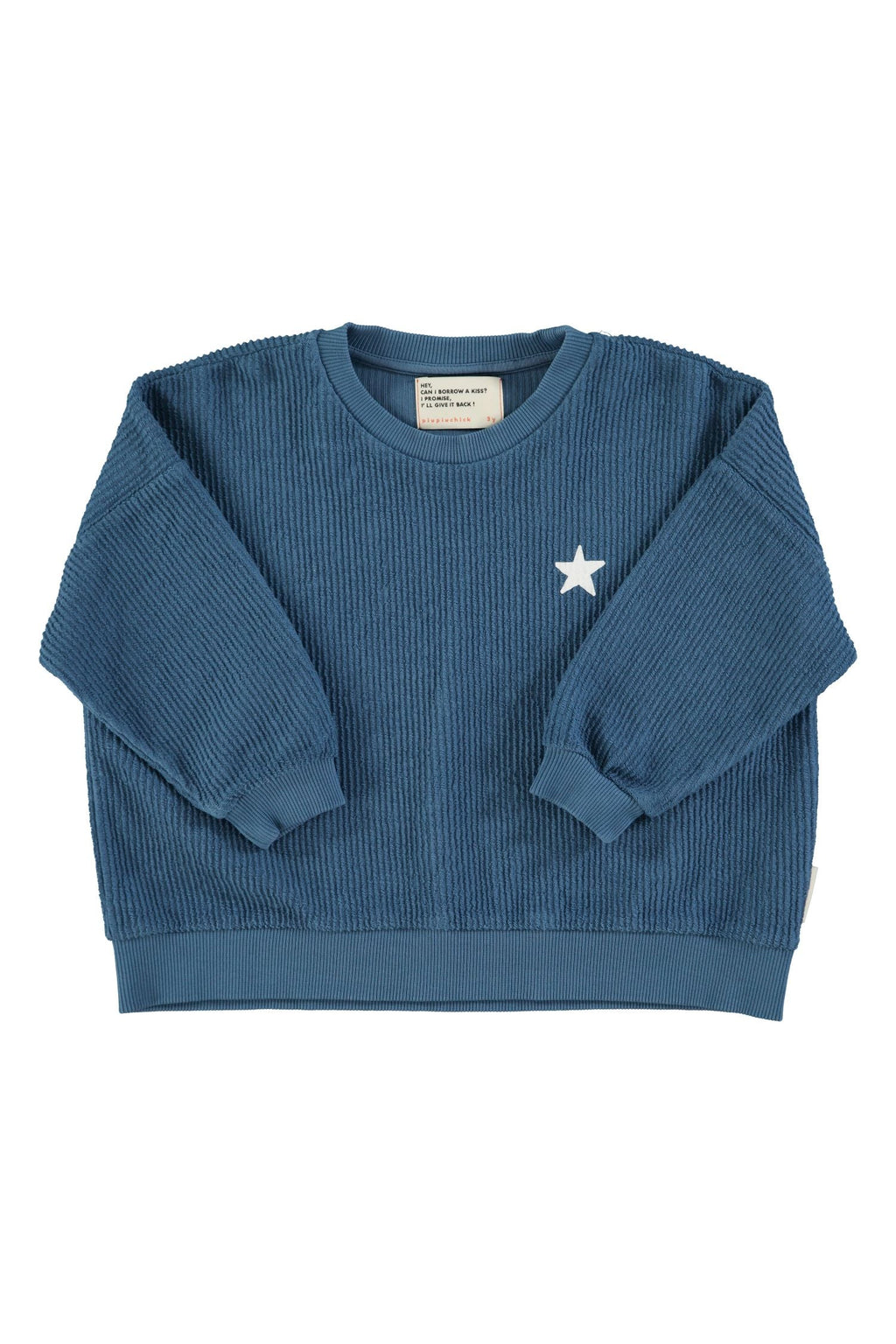 Organic Cotton Fleece Unisex Sweatshirt with Star Print in Blue