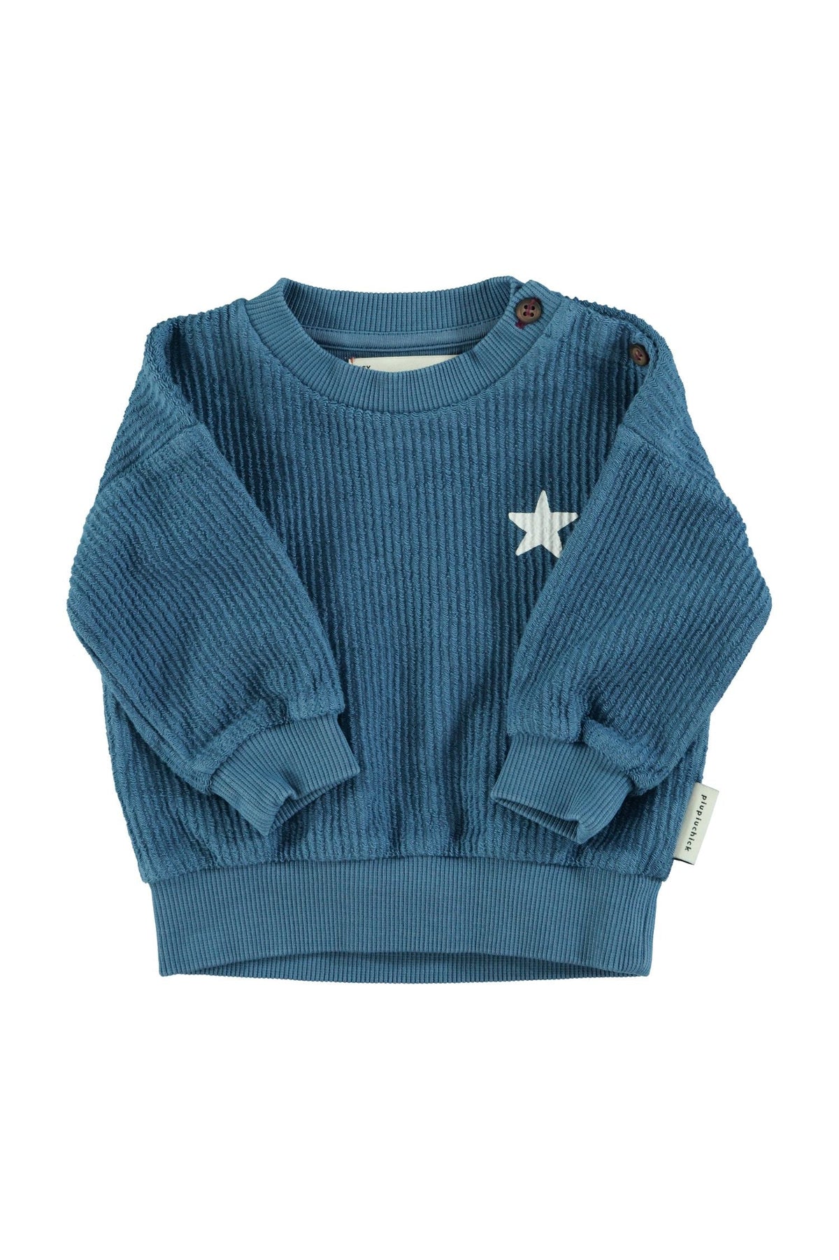 Sudadera unisex de felpa de algodón orgánico con estampado de estrellas en azul
