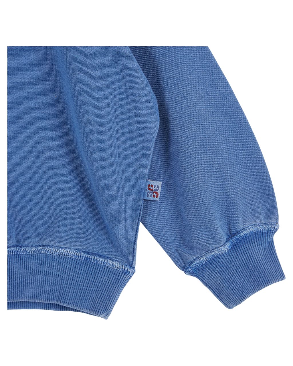 Sudadera de felpa de algodón orgánico teñida con pigmentos en azul Libellule