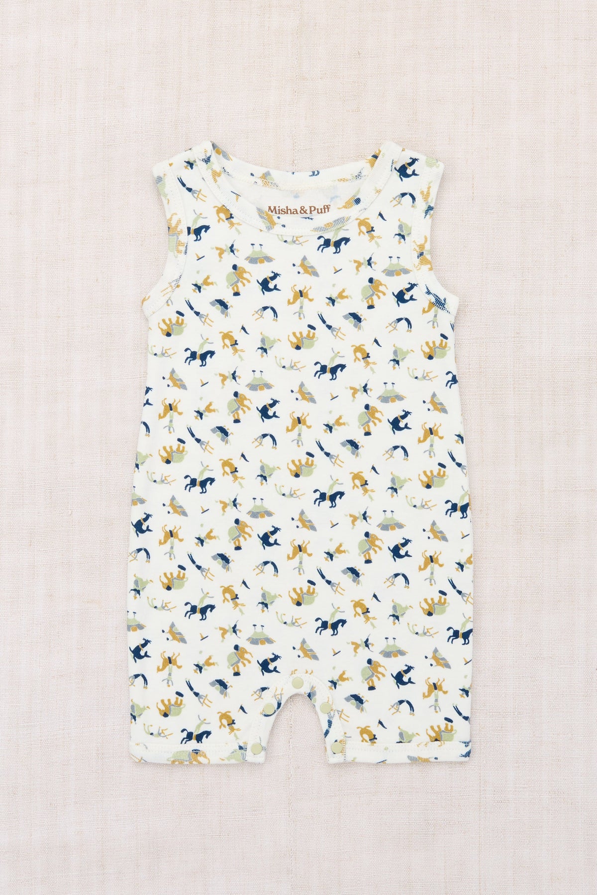 Organic Pima Cotton Baby Tank Romper in Marzipan Circus