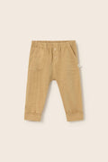 Lightweight Slub Cotton Baby Pants with Mock Fly in Sand