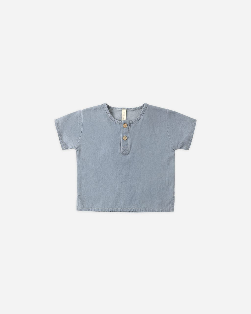 Boxy Fit Organic Cotton Gauze Shirt with Button Front in Chambray