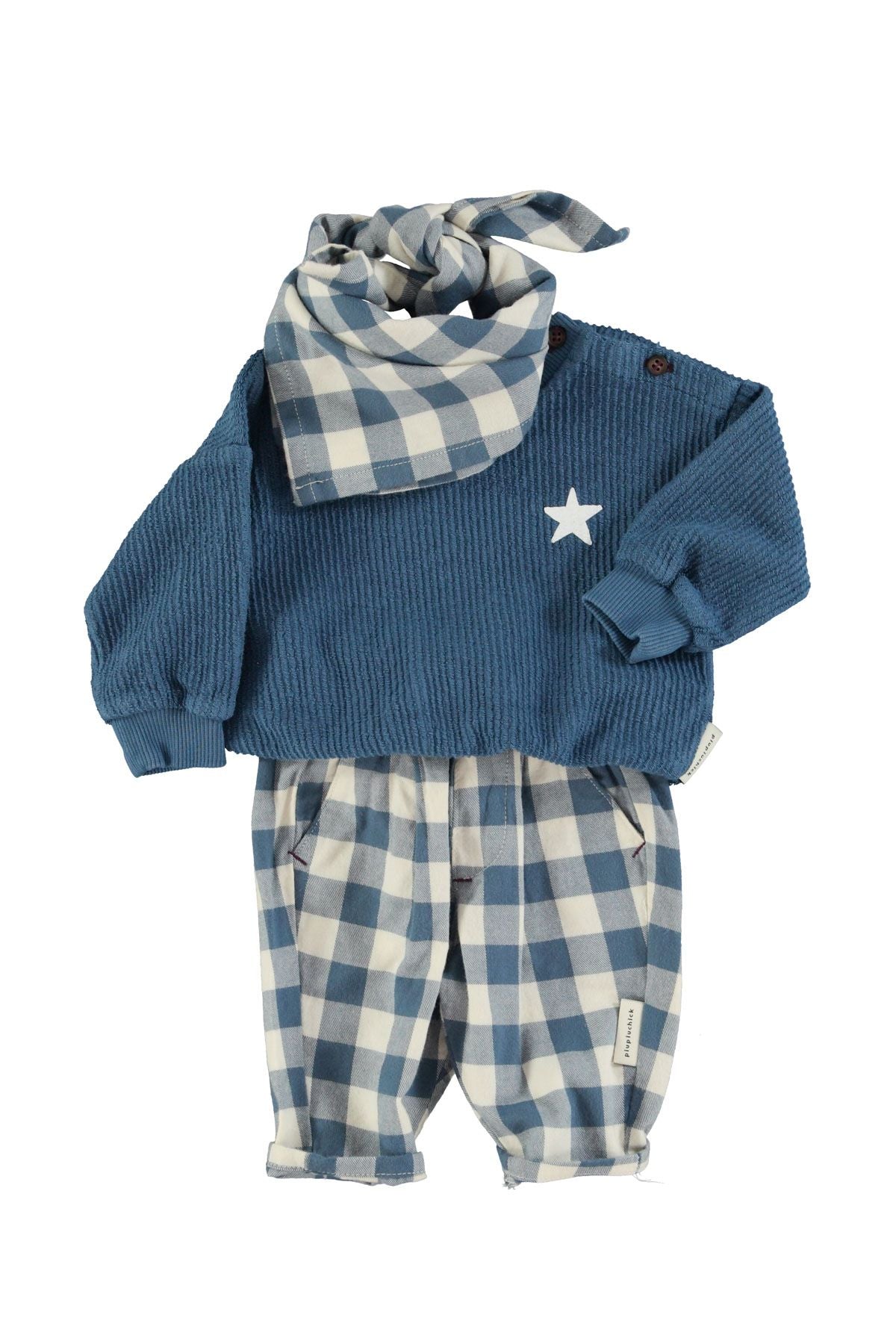 Sudadera unisex de felpa de algodón orgánico con estampado de estrellas en azul