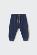 Cargo-babybroek van geborsteld katoen met zijzakken in Navy