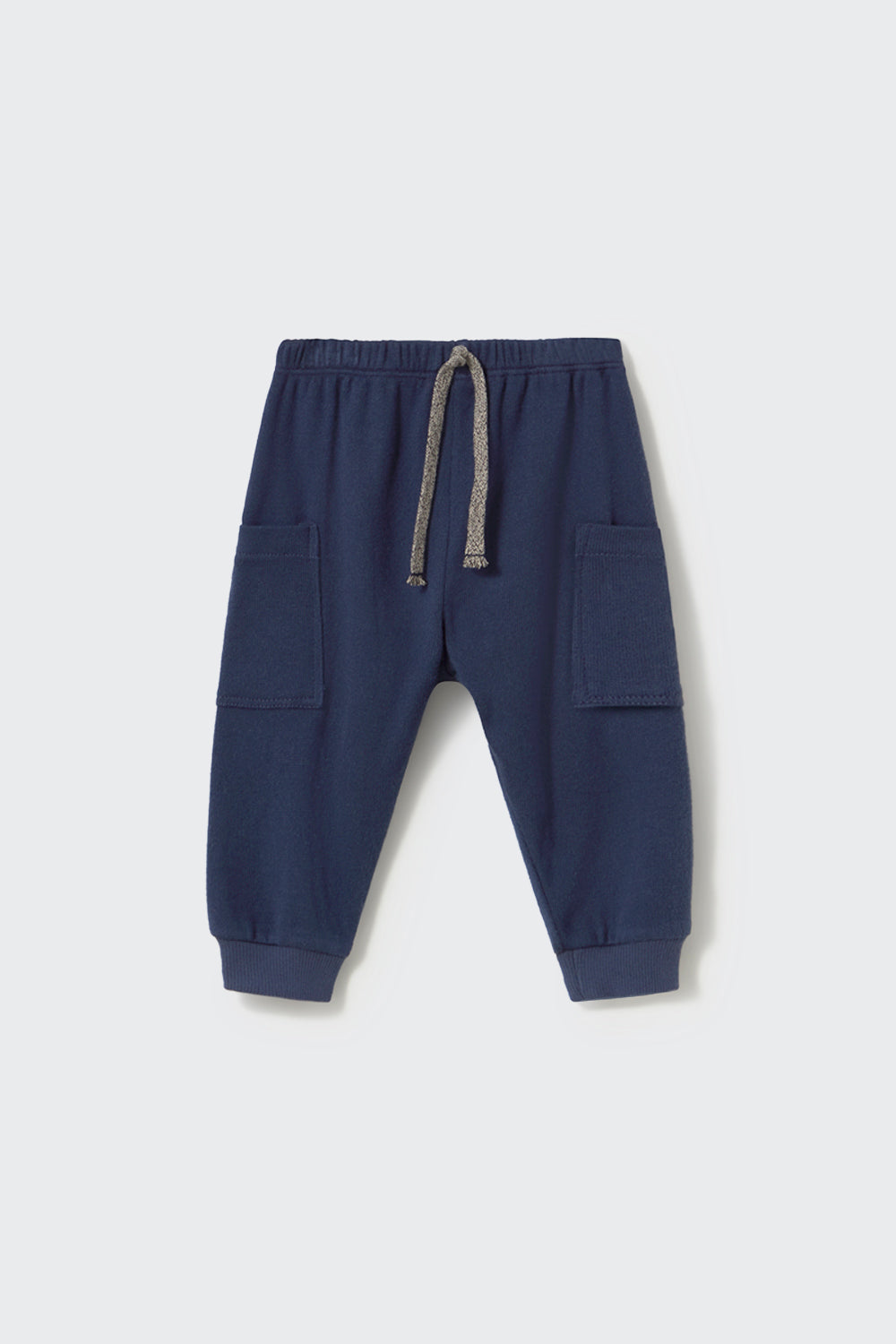 Brushed Cotton Cargo Baby Pants with Side Pockets in Navy
