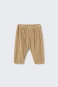 Wide Wale Corduroy Baby Pants with Mock Fly in Stone