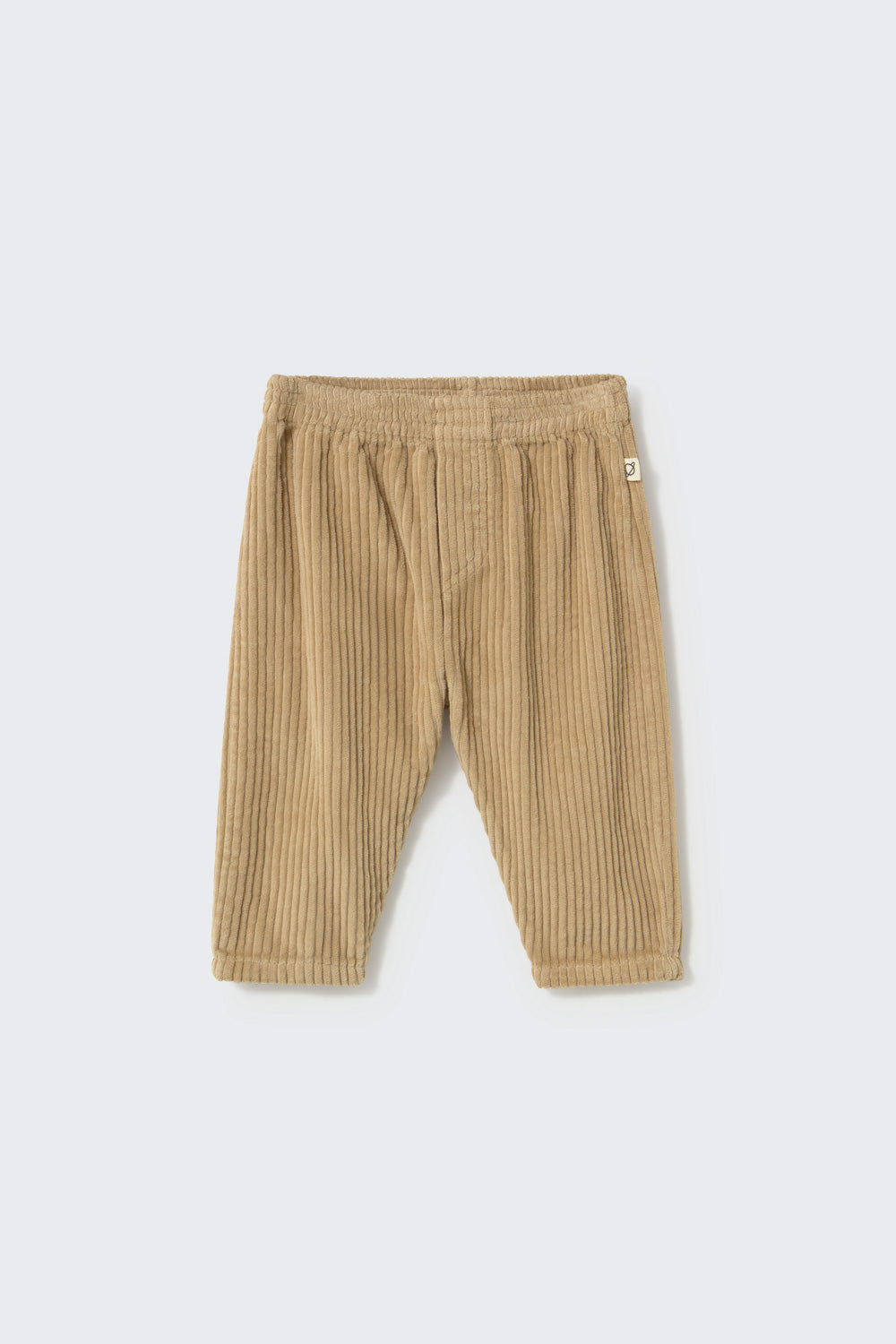 Wide Wale Corduroy Baby Pants with Mock Fly in Stone