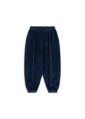Velvet Organic Cotton Sweatpants with Elastic Cuffs in Dress Blue