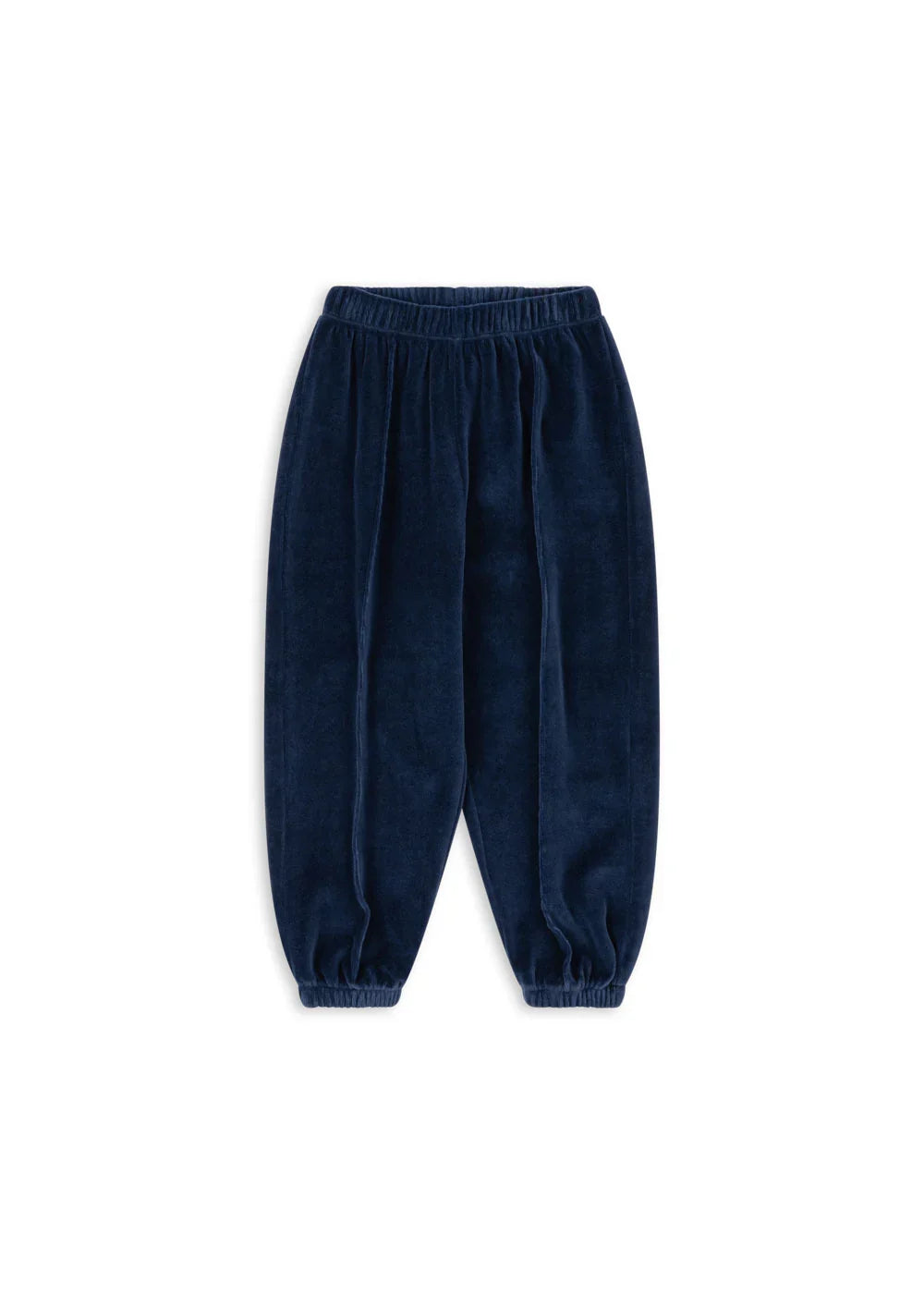 Velvet Organic Cotton Sweatpants with Elastic Cuffs in Dress Blue
