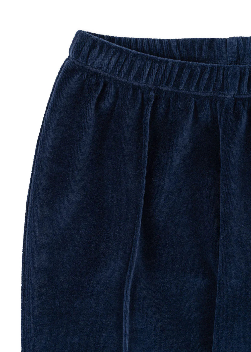 Velvet Organic Cotton Sweatpants with Elastic Cuffs in Dress Blue