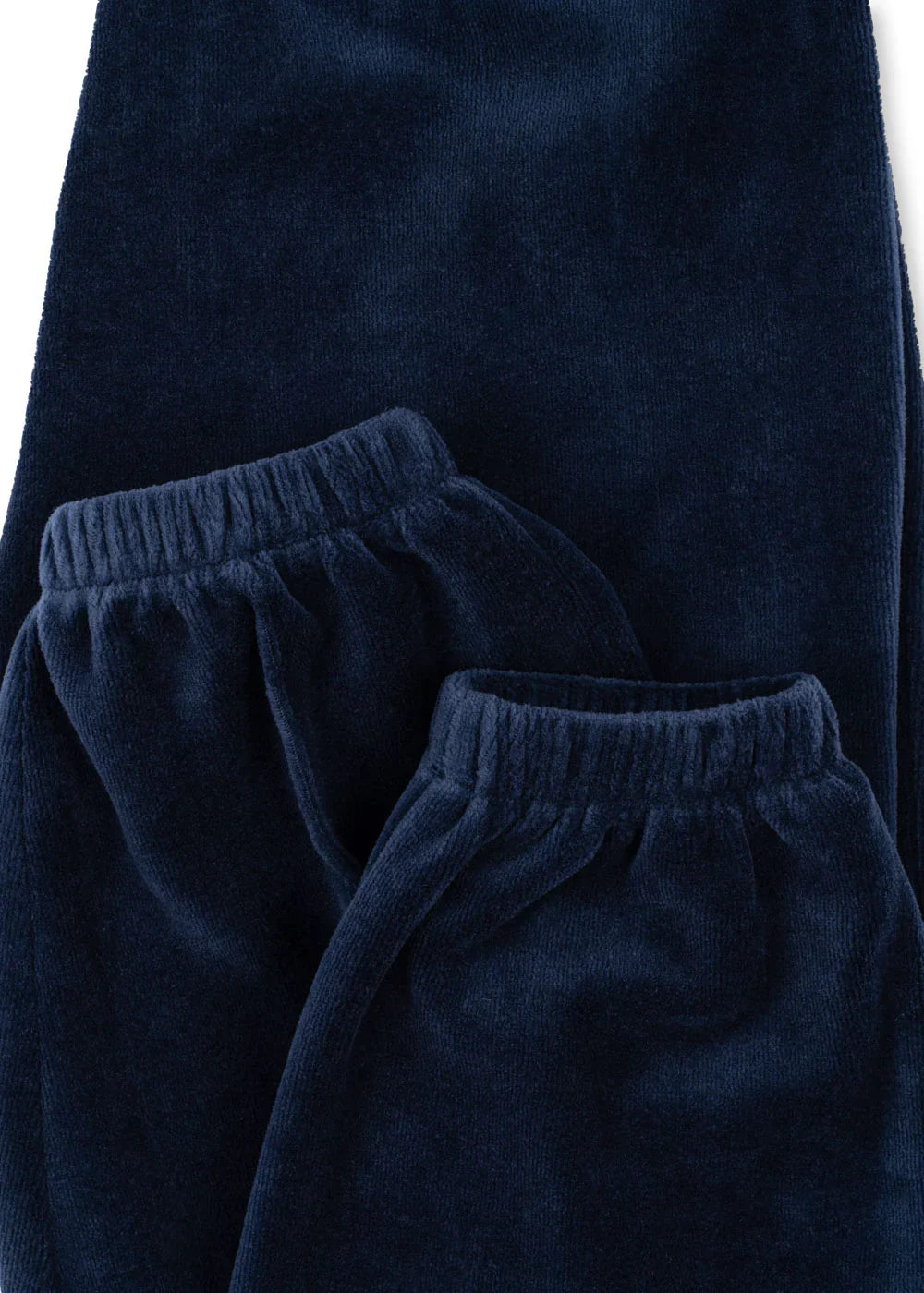 Velvet Organic Cotton Sweatpants with Elastic Cuffs in Dress Blue