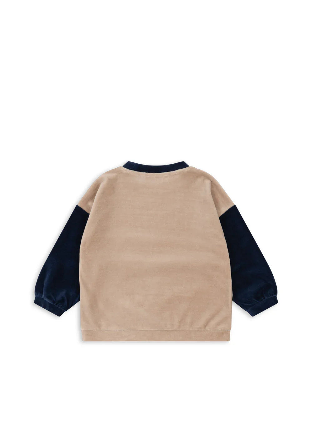 Bicolor Velvet Sweatshirt with Tiger Print in Dress Blue