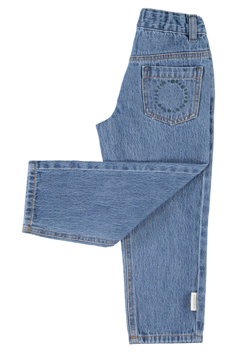 Unisex Light Denim Trousers with Adjustable Waist and Pockets