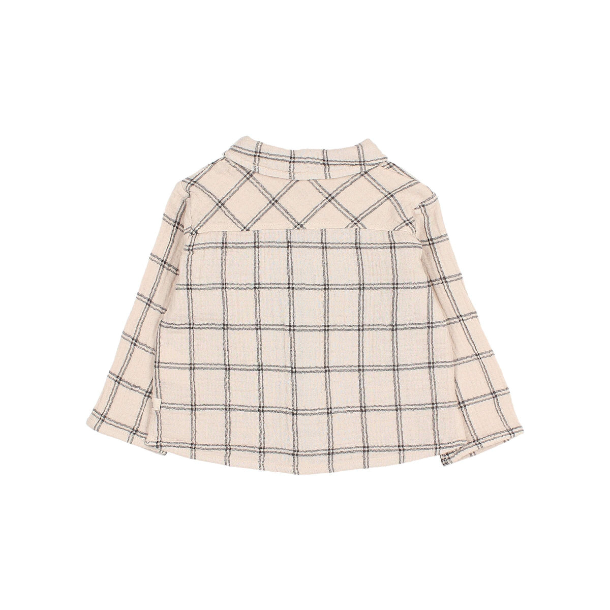 Double Fabric Mountain Check Baby Shirt with Button Front in Sand