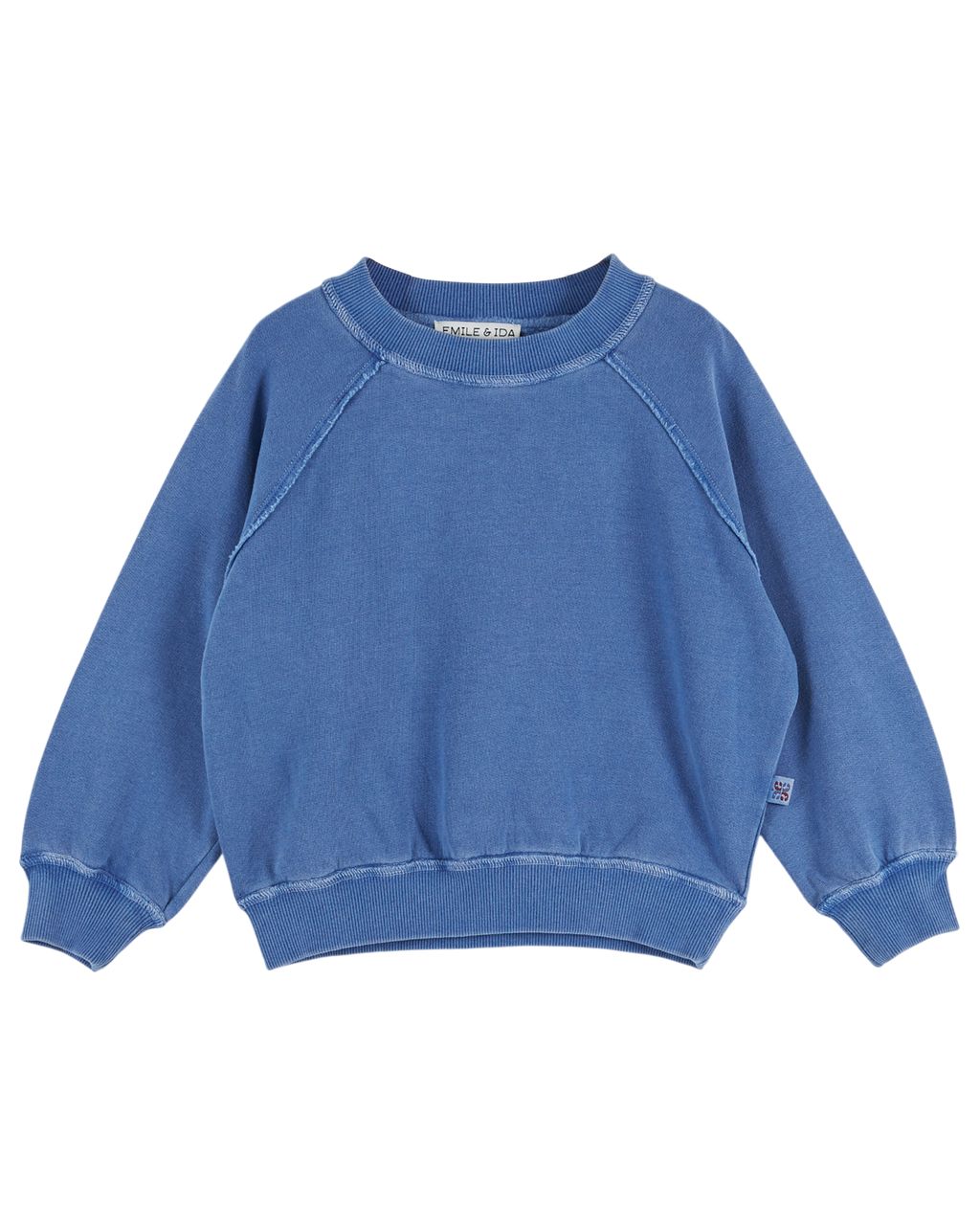 Sudadera de felpa de algodón orgánico teñida con pigmentos en azul Libellule