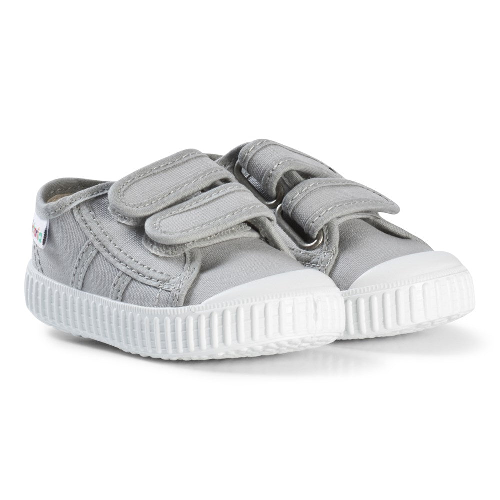 Cotton Kids Trainers with Twin Velcro Fastening in Zinc Grey