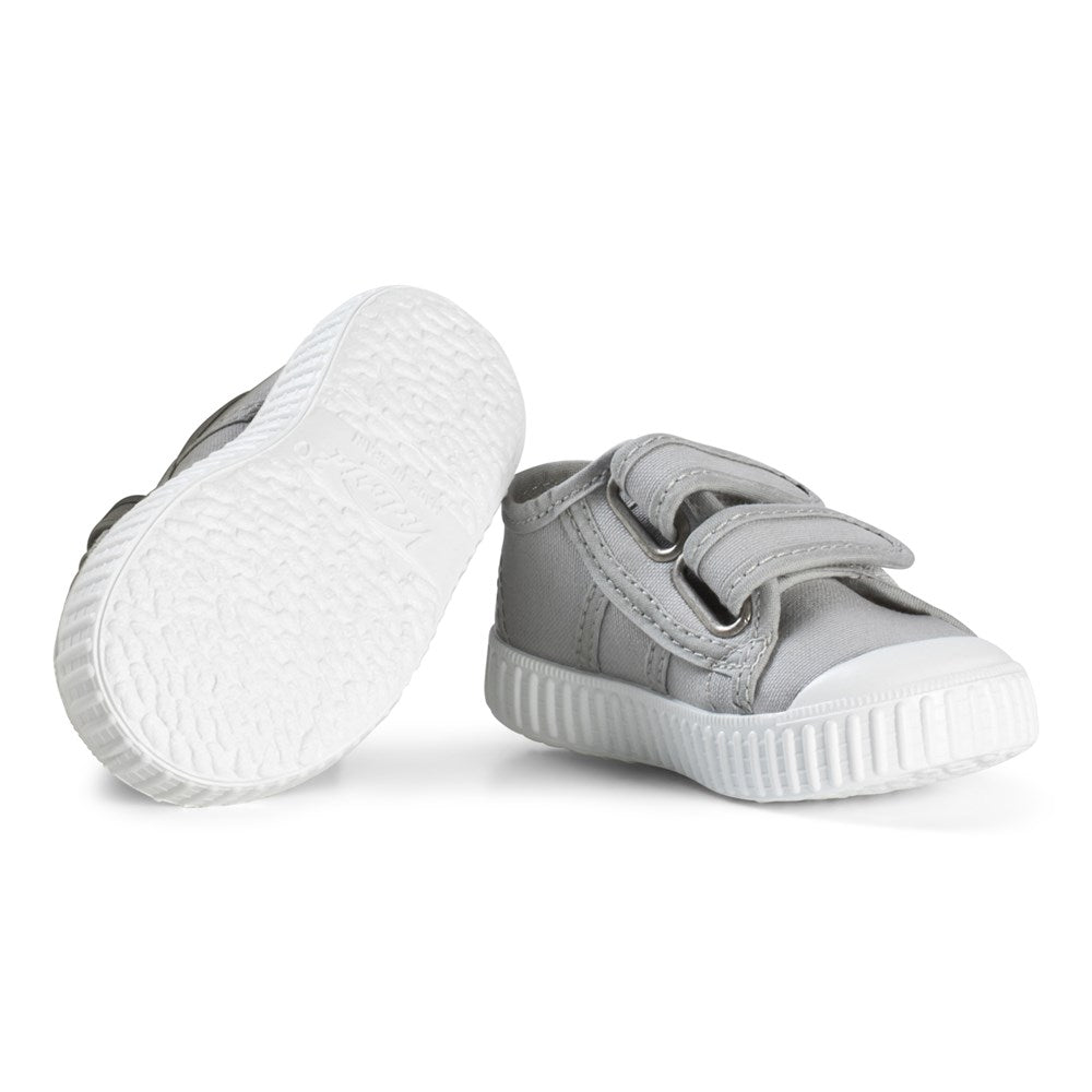 Cotton Kids Trainers with Twin Velcro Fastening in Zinc Grey