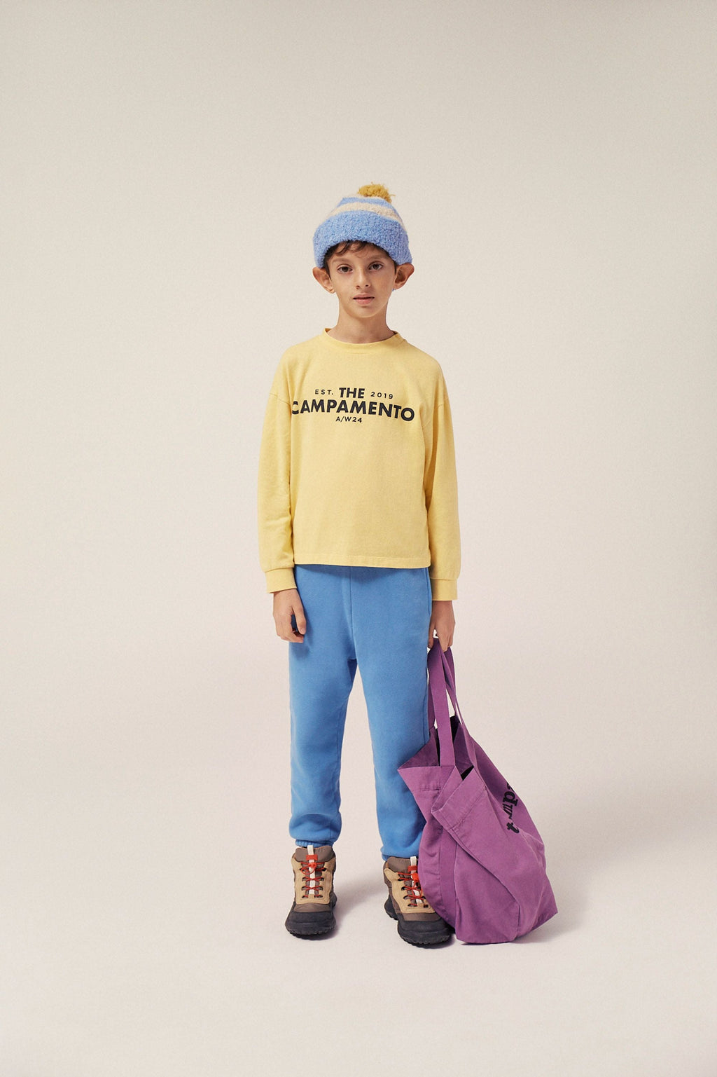 Organic Cotton Jogging Pants with Elastic Waist in Blue