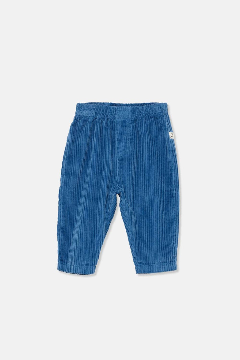 Loose Fit Organic Corduroy Kids Pants with Mock Fly in Blue