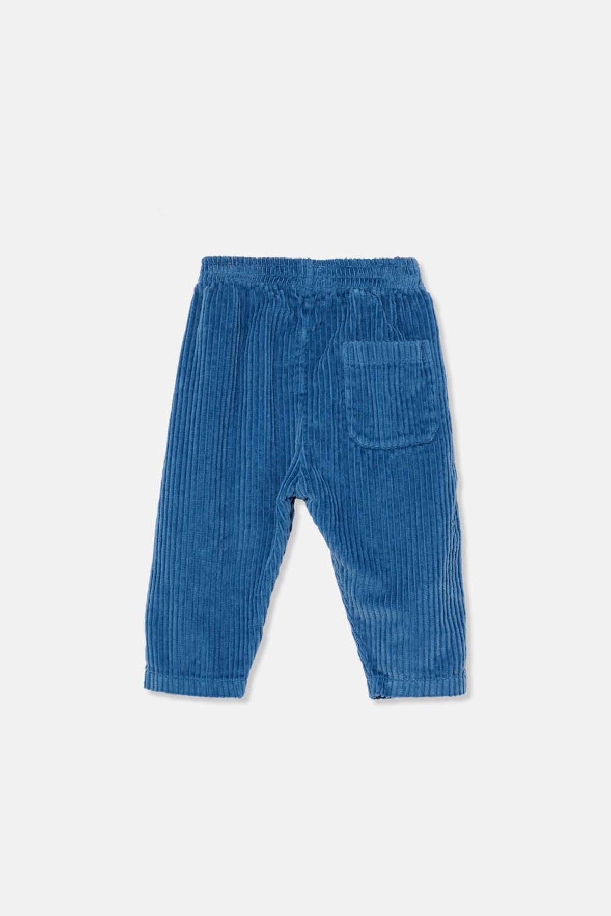 Loose Fit Organic Corduroy Kids Pants with Mock Fly in Blue