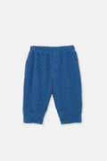 Narrow Corduroy Kids Pants with Flakes Print in Blue