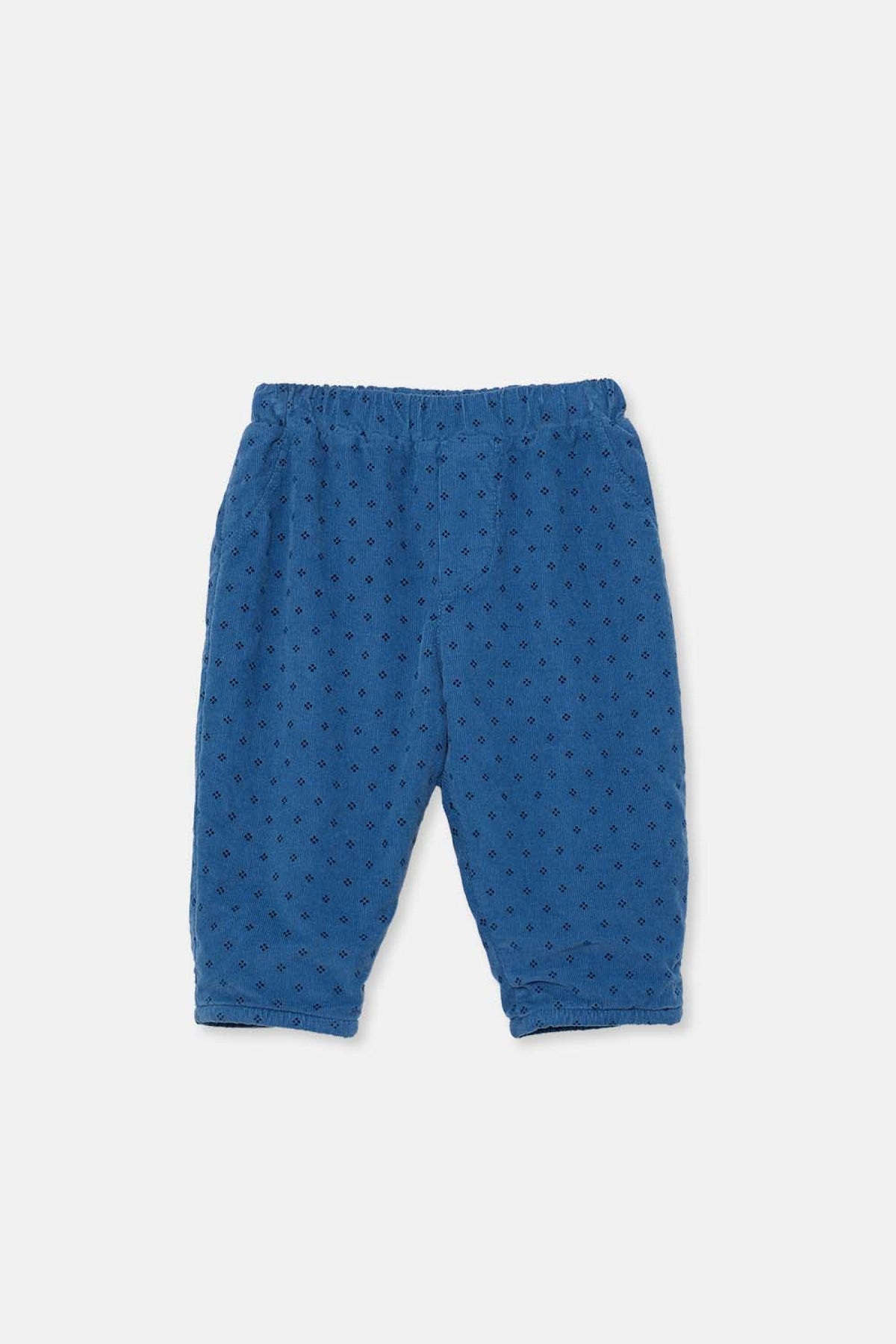 Narrow Corduroy Kids Pants with Flakes Print in Blue