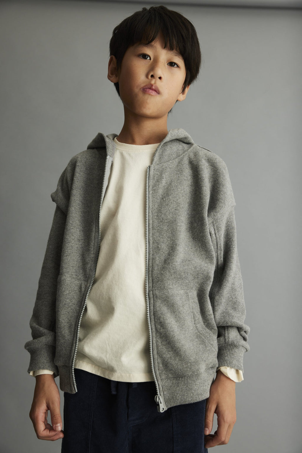 Brushed Organic Cotton Long Sleeve T-Shirt in Ivory