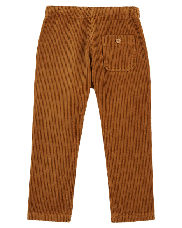 Relaxed Fit Corduroy Kids Pants with Drawstring in Kraft