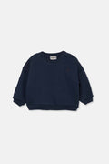 Quilted Diamond Pattern Baby Sweatshirt with Snap Buttons in Navy