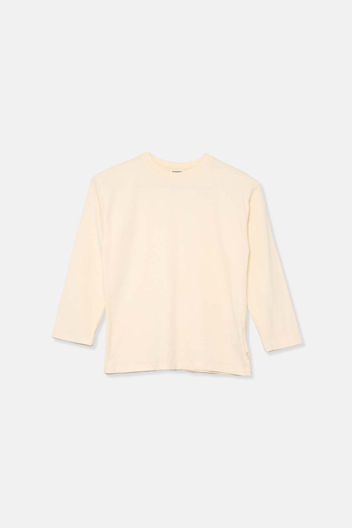 Brushed Organic Cotton Long Sleeve T-Shirt in Ivory