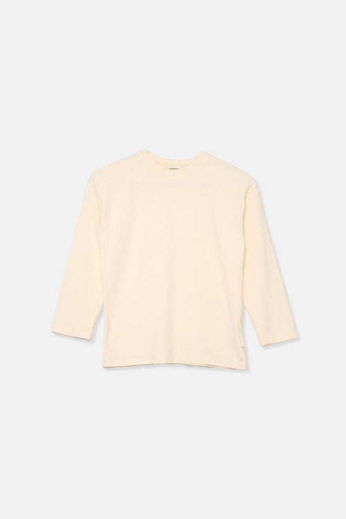 Langarm-T-Shirt aus aufgerauter Bio-Baumwolle in Elfenbein