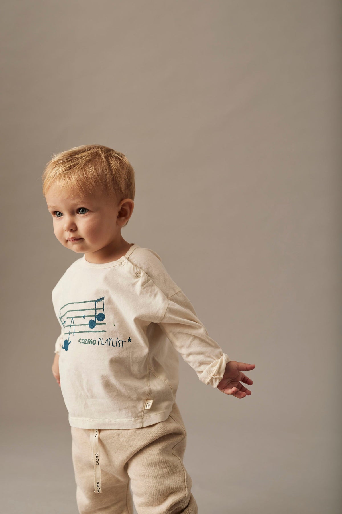 Organic Cotton Printed Baby T-Shirt with Snap Shoulder Button
