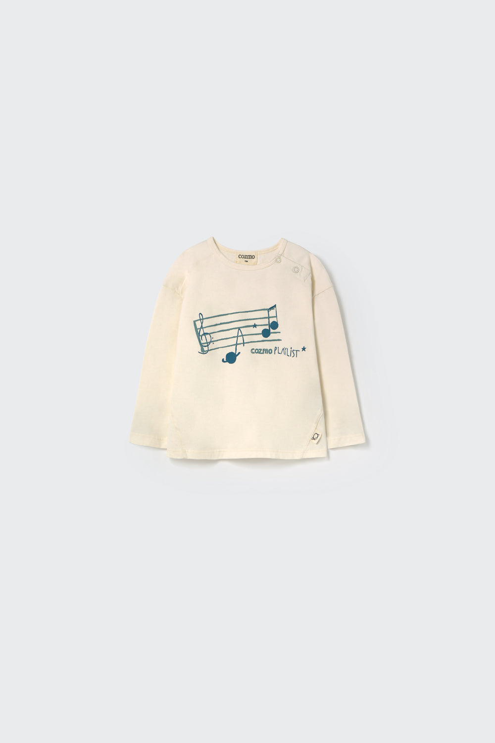 Organic Cotton Printed Baby T-Shirt with Snap Shoulder Button